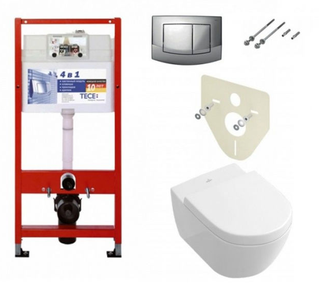 Унітаз підвісний Villeroy & Boch Directflush Subway 2.0 5614R001 + 9M68S101 + Комплект 4 в 1 TeceBase 9400005