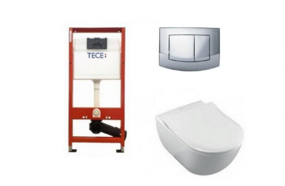 Унитаз подвесной Villeroy&Boch коллекция Subway 2.0 56001001+9M78S101 + Комплект 4 в 1 TeceBase 9400005