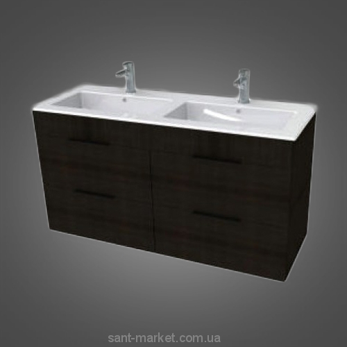 Тумба c раковиной Jika Cube подвесная на 2 раковины 116x42.2x60.7 темный дуб H4536621763021