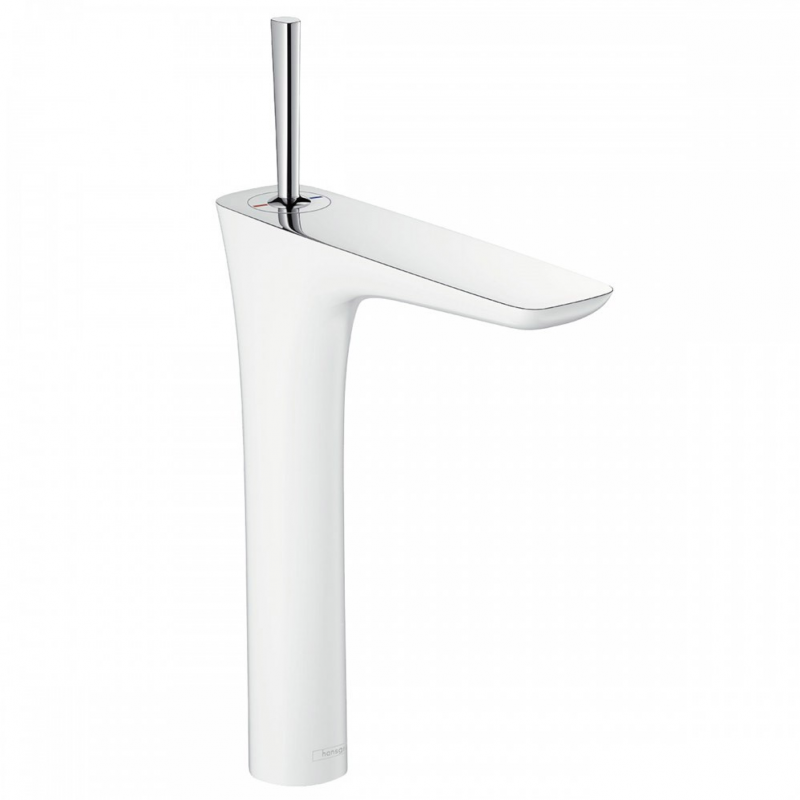 Смеситель для раковины с джойстиком высокий Hansgrohe коллекция PuraVida хром/белый 15072403