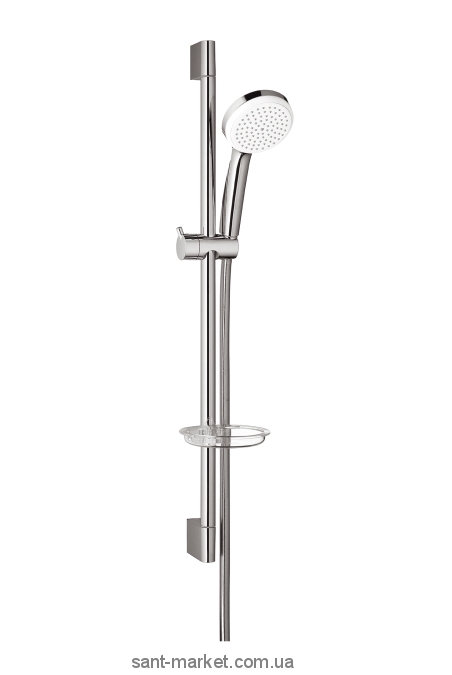 Душовий гарнітур зі штангою Hansgrohe колекція Monsoon Eco з мильницею хром / білий 27335400