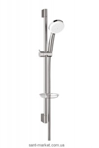 Душовий гарнітур зі штангою Hansgrohe колекція Monsoon Eco з мильницею хром / білий 27335400