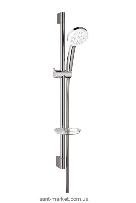 Душевой гарнитур со штангой Hansgrohe коллекция Monsoon Eco с мыльницей хром/белый 27335400