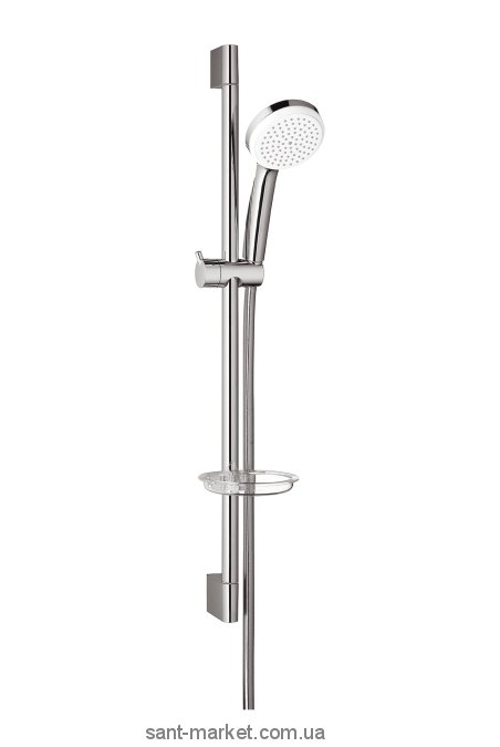 Душевой гарнитур со штангой Hansgrohe коллекция Monsoon Eco с мыльницей хром/белый 27335400