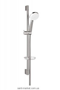 Душовий гарнітур зі штангою Hansgrohe колекція Monsoon Eco з мильницею хром / білий 27335400