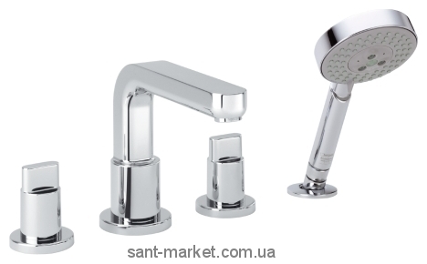 Смеситель двухвентильный на борт ванны с душем Hansgrohe коллекция Metris S хром 31443000