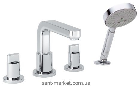 Змішувач двохвентильний на борт ванни з душем Hansgrohe колекція Metris S хром 31443000