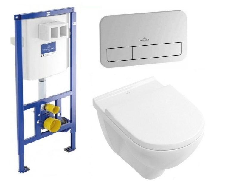 Унитаз подвесной Villeroy&Boch O.Novo 5660HR01 Directflush + Сиденье + Инсталляция ViConnect 92246100 + Кнопка смыва 92249061