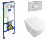 Унитаз подвесной Villeroy&Boch O.Novo 5688H101 укороченный + Сиденье + Инсталляция ViConnect 92246100 + Кнопка смыва 92248561