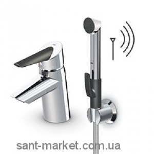 Смеситель для раковины электронный однорычажный с донным клапаном и душем Oras Optima хром/черный 2703F