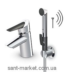 Смеситель для раковины электронный однорычажный с донным клапаном и душем Oras Optima хром/черный 2703F