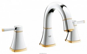 Смеситель для раковины двухвентильный с донным клапаном Grohe Grandera хром/золото 20417IG0