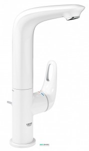 Смеситель для раковины однорычажный с донным клапаном высокий Grohe Eurostyle New белый 23569LS3