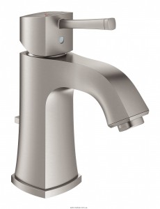 Смеситель для раковины однорычажный с донным клапаном Grohe Grandera светлый графит 23303AL0