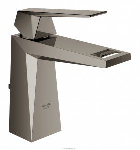 Смеситель для раковины однорычажный с донным клапаном каскадный Grohe Allure Brilliant темный графит 23029A00