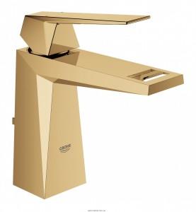 Смеситель для раковины однорычажный с донным клапаном каскадный Grohe Allure Brilliant золотой рассвет 23029GL0