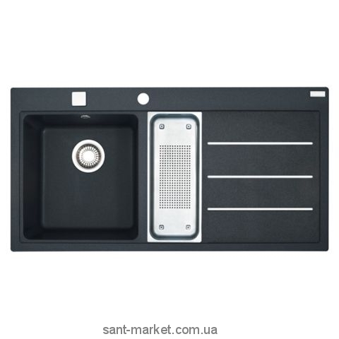 Мийка для кухні прямокутна Franke Mythos fusion MTF 651-100 1.5 чаші крило справа накладна граніт чорна 114.0156.992