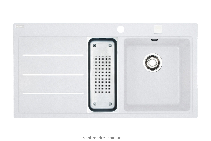 Мийка для кухні прямокутна Franke Mythos fusion MTF 651-100 1.5 чаші крило зліва накладна граніт біла 114.0156.977