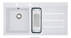 Мойка для кухни прямоугольная Franke Mythos fusion MTF 651-100  1.5 чаши  крыло справа  накладная  гранит  белая 114.0156.988