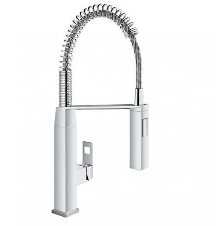 Смеситель для кухни Grohe с выдвижной лейкой Eurocube однорычажный на гибкой пружине 31395000
