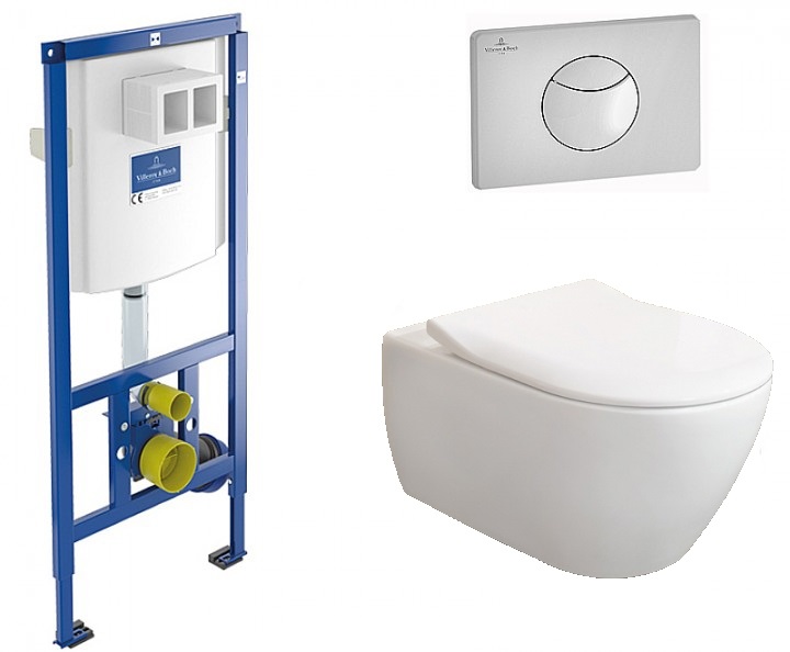 Унітаз підвісний Villeroy & Boch колекція Subway 2.0 5614R001 + 9M78S101 + Інсталяція ViConnect 92246100 + Кнопка змиву 92248561