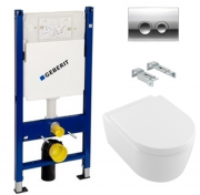 Унітаз Villeroy & Boch Avento 5656HR01 + Сидіння + Комплект 3 в 1 Geberit Duofix 458.121.21.1