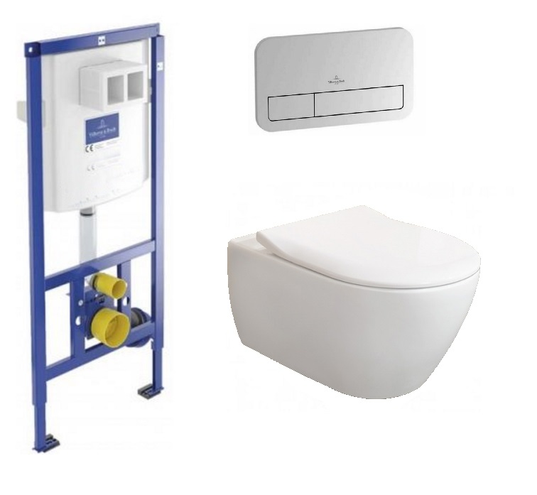 Унитаз подвесной Villeroy&Boch Subway 2.0 56001001+9M78S101 + Инсталляция 92246100 + Кнопка смыва 92249061