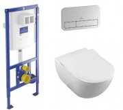 Унитаз подвесной Villeroy&Boch Subway 2.0 5614R001+9M78S101 + Инсталляция ViConnect 92246100 + Кнопка смыва 92249061