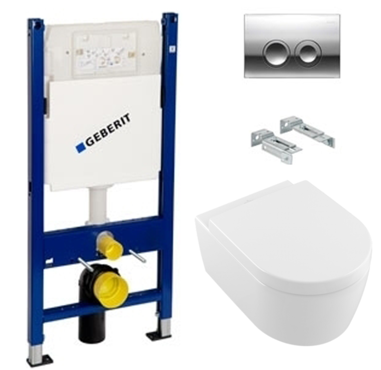 Унітаз Villeroy & Boch Avento 5656HR01 + Сидіння + Комплект 3 в 1 Geberit Duofix 458.121.21.1