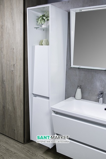 Пенал підвісний Буль-Буль Peggy 350х400х1750 мм з кошиком для білизни білий Peggy