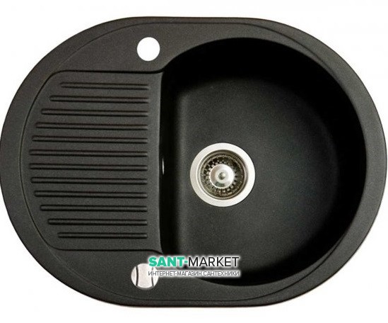 Мойка для кухни овальная Буль-Буль Yuta оборачиваемая врезная Магранит светло-черный 102060004