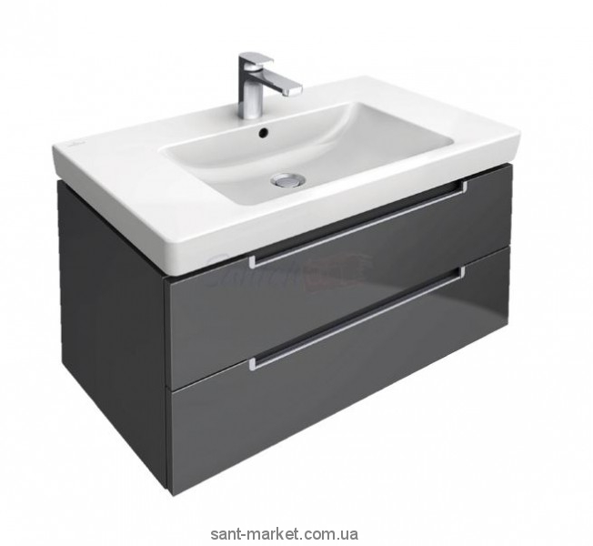 Тумба под раковину подвесная Villeroy&Boch Subway 2.0 78.7x44.9x42 серый глянец A68900FP