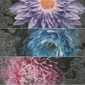 Плитка настенная Porcelanite DOS 2210 Decor Lila-Turquesa-Marengo Garden III 22.5х67.5 набор 3 шт.