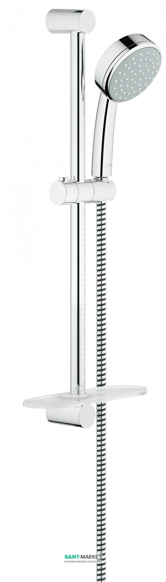 Душовий гарнітур зі штангою з мильницею Grohe колекція Tempesta Cosmopolitan з мильницею хром 26083001