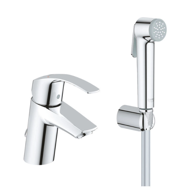 Смеситель для раковины однорычажный с гигиеническим душем Grohe коллекция Eurosmart New 23124002