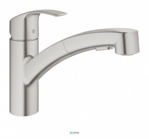 Смеситель для кухни с выдвижной лейкой Grohe Eurosmart однорычажный суперсталь 30305DC0