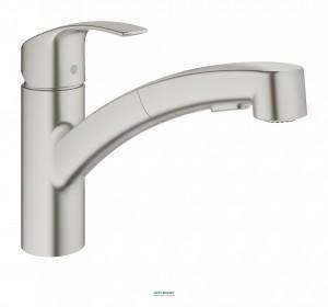 Смеситель для кухни с выдвижной лейкой Grohe Eurosmart однорычажный суперсталь 30305DC0