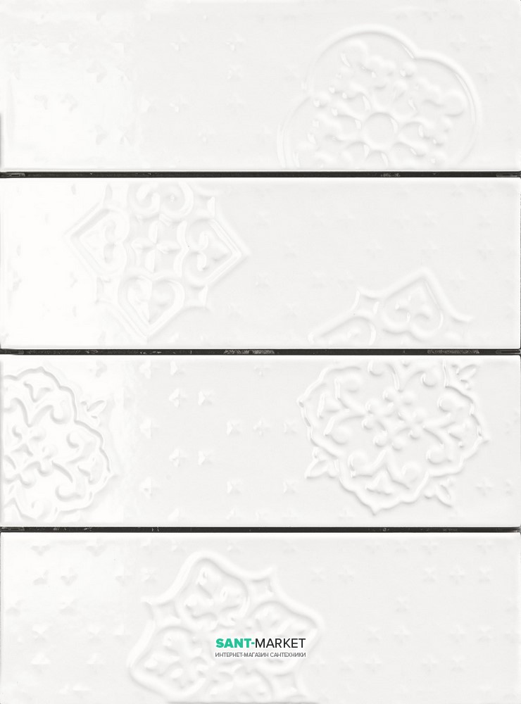 Плитка настенная Ragno Brick Glossy Decoro White 10*30