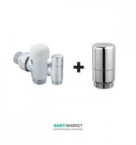 Комплект термостатический кран + Запорно-регулирующий клапан Caleido сатин 101021CRS