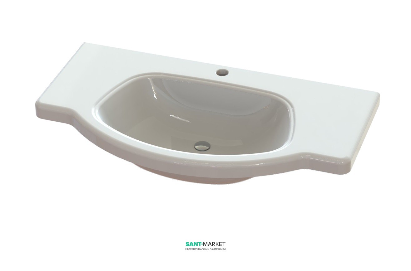 Раковина для ванной на тумбу умывальник-столешница Snail коллекция Афина белая 107А100