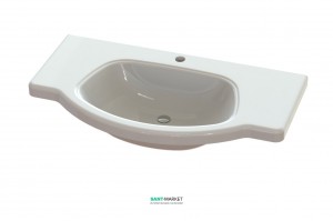 Раковина для ванной на тумбу умывальник-столешница Snail коллекция Афина белая 107А100