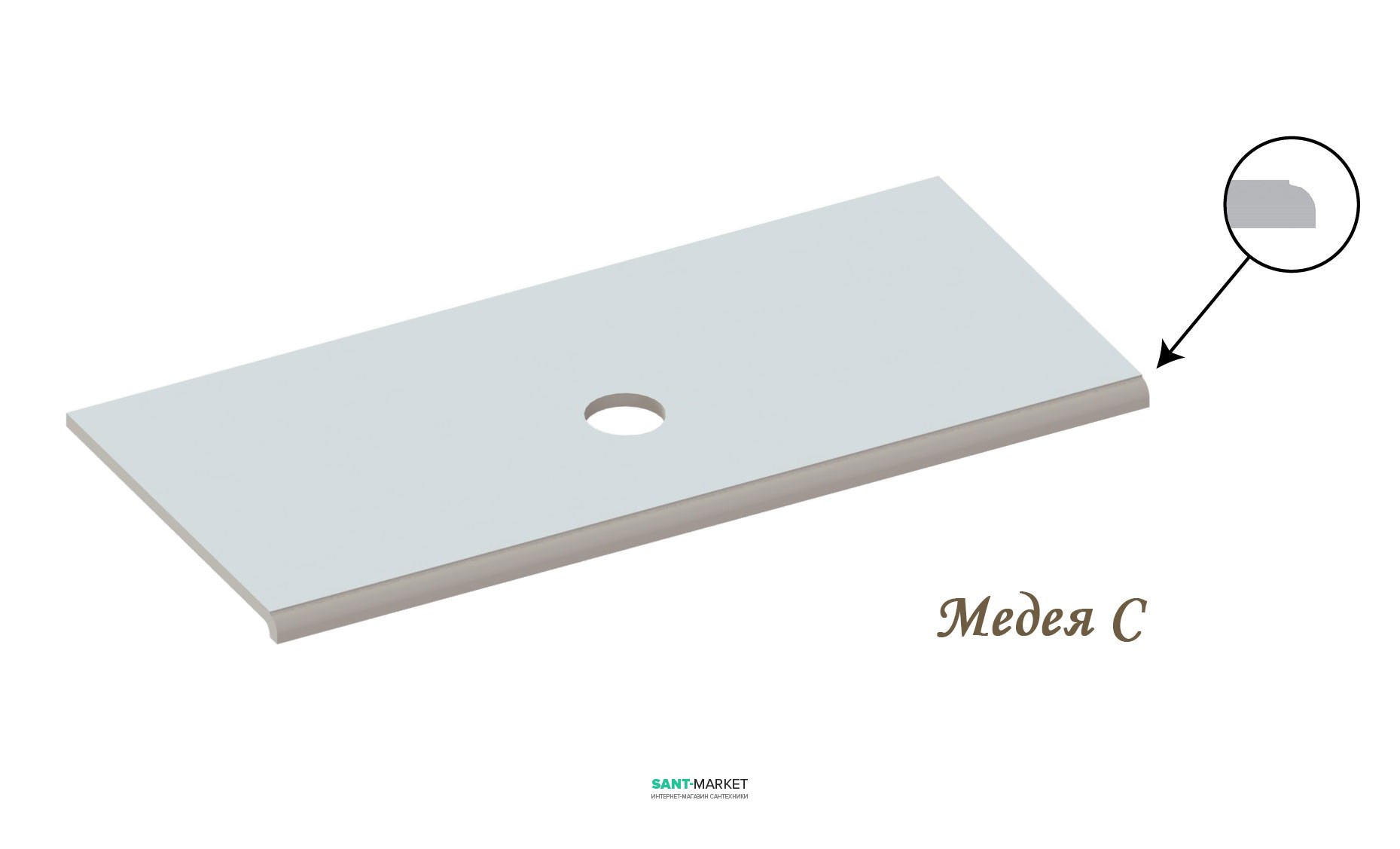 Столешница под раковину Snail Медея 90х55 белая 122А100