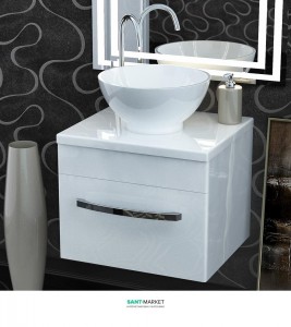 Тумба для раковини підвісна Snail Адель з умивальником Селена білий 500KM104