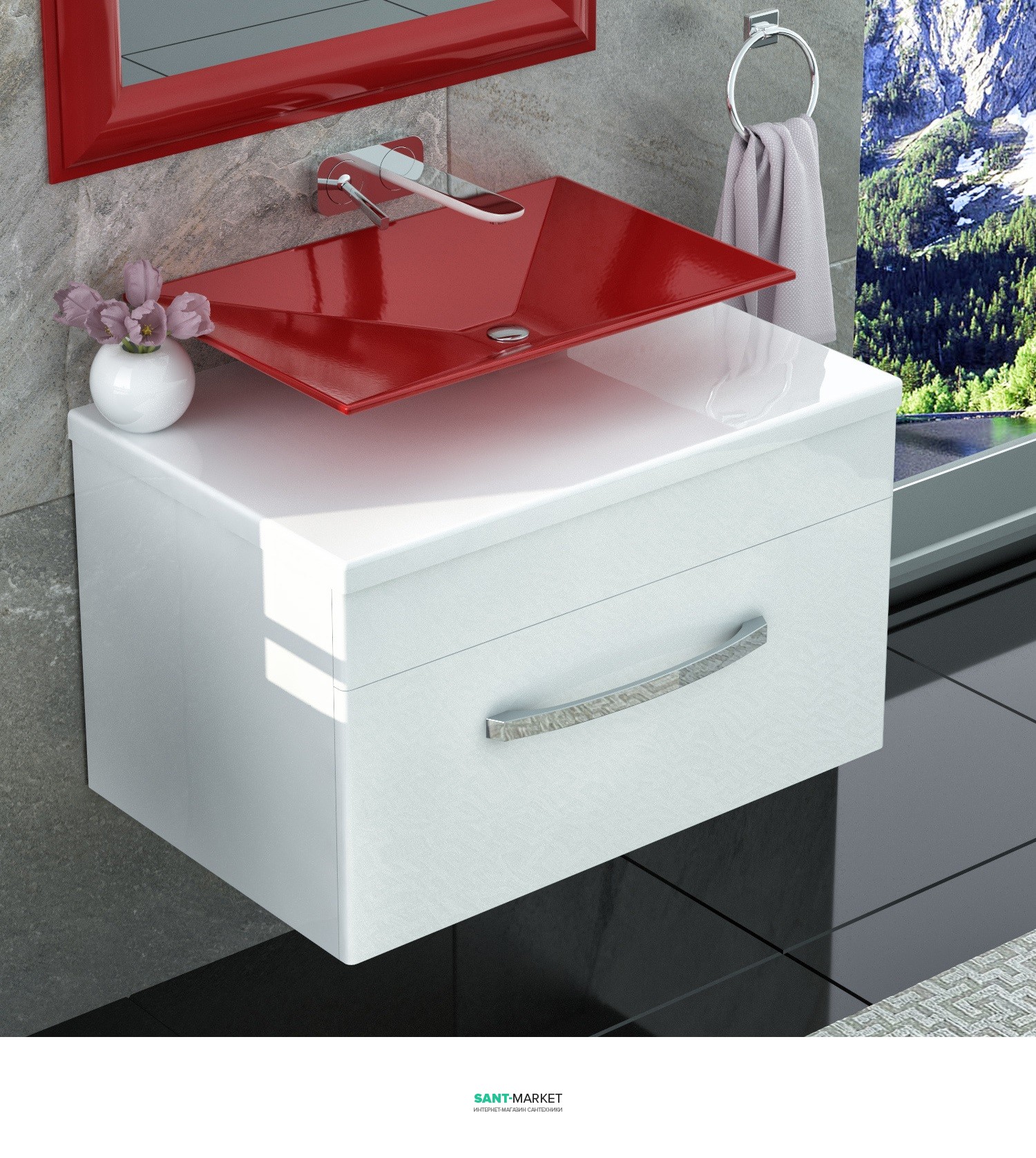 Тумба для раковини підвісна Snail Мадлен з умивальником Капела L білий 700KM119