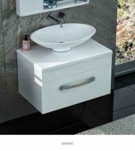 Тумба для раковини підвісна Snail Мадлен з умивальником Ніка білий 700KM103