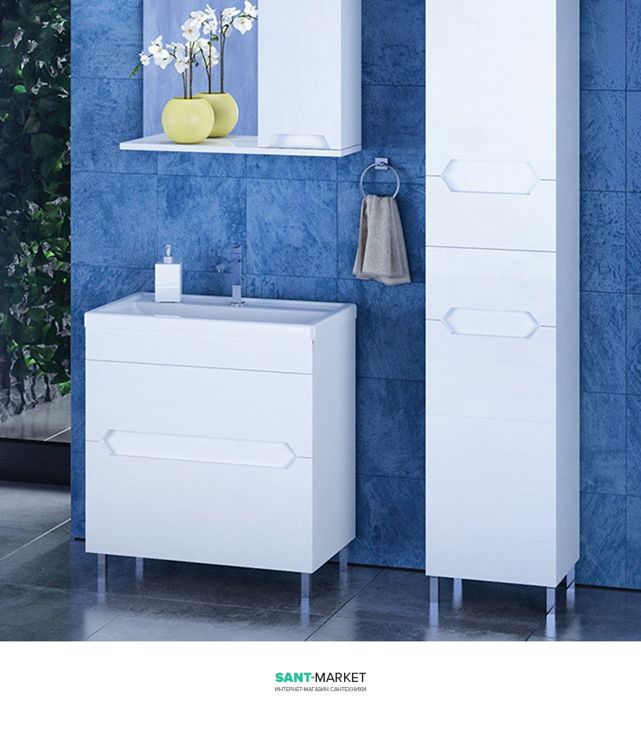 Тумба для раковины подвесная Snail Ривьера с умывальником Венеция белый 745KM106