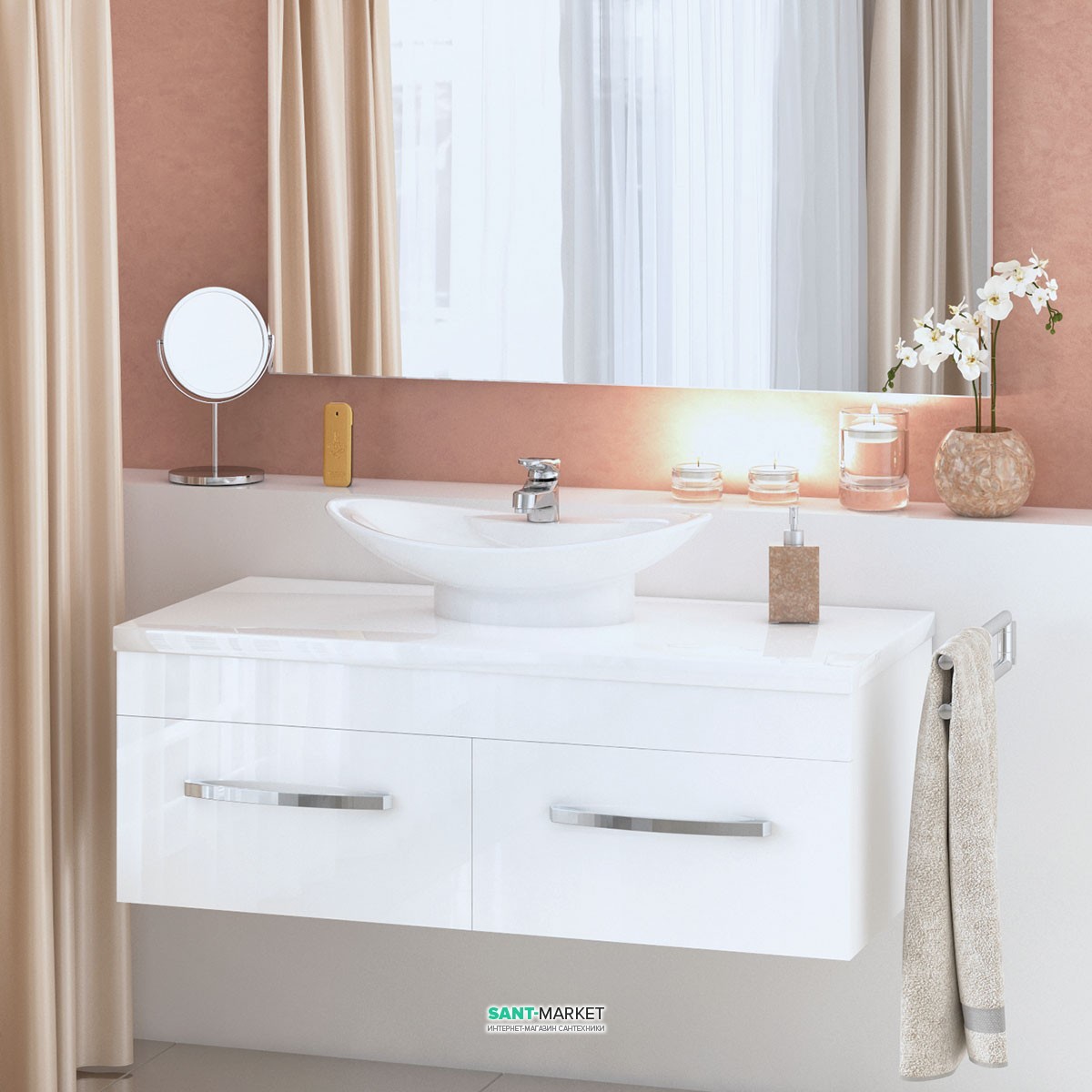 Тумба для раковини підвісна Snail Венера з умивальником Гармонія білий 1200KM102