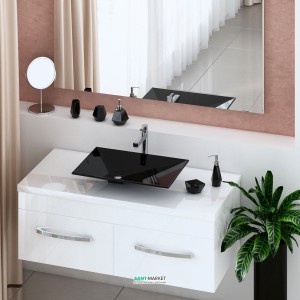 Тумба для раковины подвесная Snail Венера с умывальником Капелла П белый 1200KM120