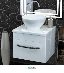 Тумба для раковины подвесная Snail Адель с умывальником Селена белый 500KM104