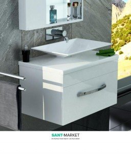 Тумба для раковини підвісна Snail Мадлен з умивальником Антарес білий 700KM117